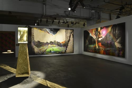 Installation shot from Here Today… © Gordon Cheung. Photo by Anne Purkiss (Pictured: The Harbinger, 2011; The Promised Land, 2009; Decisive Moment (After Stanley Kubrick’s 2001), Courtesy the artist and Edel Assanti Gallery)