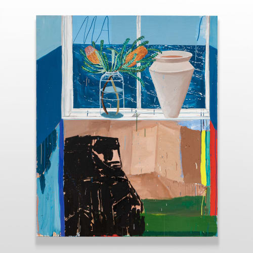 Sally Anderson, Marry You Horizon Sea Room Sirius Unfolding Self, 2023 acrylic on polycotton, 168 x 137 cm (stretcher size