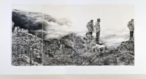 Beacon 2014, drawing, rubbing, woodcut on handmade paper