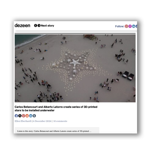 Dezeen, essay by Ellen Eberhardt , Carlos Betancourt and Alberto Latorre create series of 3D printed stars to be installed...