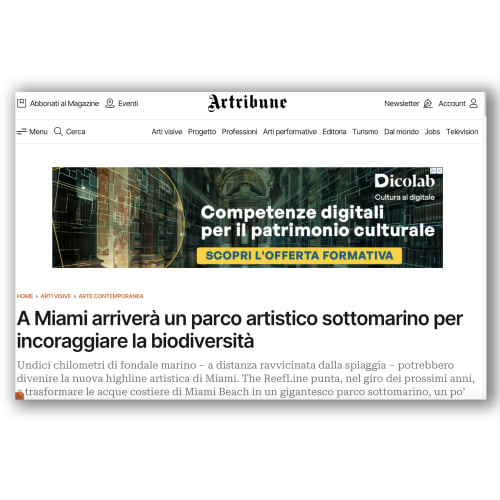 Artribune, Italy, essay by Giulia Giaume, A Miami arriverà un parco artistico sottomarino per incoraggiare la biodiversità