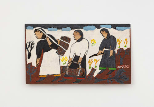 Osvaldo Pitoé, Untitled, 2023, acrylic and metallic paint on plywood panel