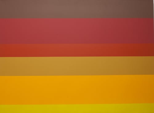 Yves Gaucher, "Brun Rouge Ocre Jaune et Vert", 1974 acrylic on canvas 80 x 108 in.