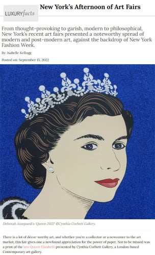 CYNTHIA CORBETT GALLERY DEBUT AT ART ON PAPER, NEW YORK PRESS FEATURE