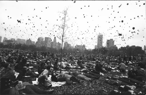 Garry Winogrand Peace Demonstration, Central Park, New York, 1970 gelatin silver print printed c. 1970's 11" x 14" estate stamp dated 1984 in ink, signed by Eileen Adele Hale in pencil verso
