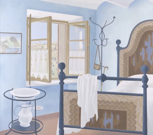 'Interior - Mensano', 1988, signed; signed, titled and dated verso oil on panel, sold