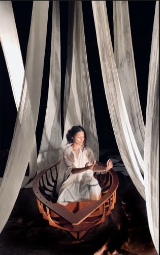 Self-Portrait of Nikesha Breeze in the Arc of Return (midway through construction), Penasco, NM, Feb. 2021