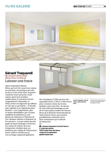 Gérard TRAQUANDI - Le Quotidien de l'art - Laisser une trace