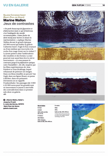 Marine WALLON - Quotidien de l'art - VU EN GALERIE, Julie Chaizemartin