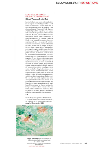 Gérard TRAQUANDI, Côté sud - La Gazette Drouot - Virginie Huet