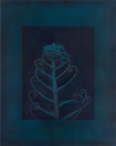 Xie Fan, Fern, 2023, oil on silk (detail). Courtesy of the artist and Galerie Marguo.