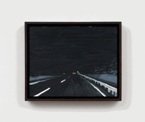 Claudia Keep, Heading North, 7:45pm, 2023, oil on masonite panel, 20 × 25 cm. Courtesy: the artist and Parker Gallery, Los Angeles. Photo: Paul Salveson