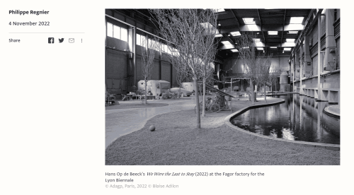 Hans Op de Beeck's We Were the Last to Stay (2022) at the Fagor factory for the Lyon Biennale © Adagp, Paris, 2022 © Blaise Adilon