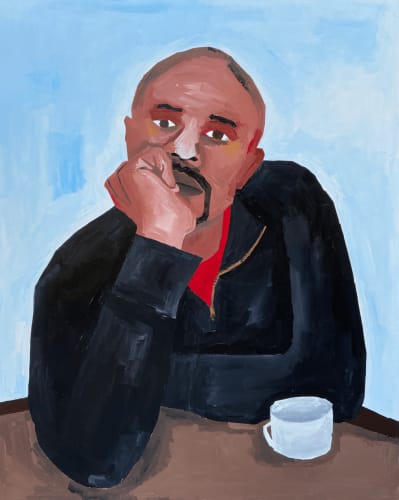 Soimadou Ibrahim, Chai Time (detail), 2020, Acrylic on canvas, 100 x 80 cm