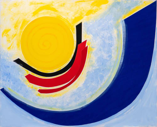 Blue Surge 藍浪, 2002 Acrylic and collage on canvas 布上壓克力、拼貼 127 x 153 cm