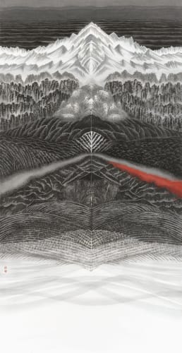 Kassia Ko, Red Series #4, 2022, Ink and colour on paper, 185 x 92 cm