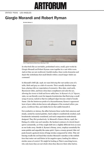 Giorgio Morandi and Robert Ryman