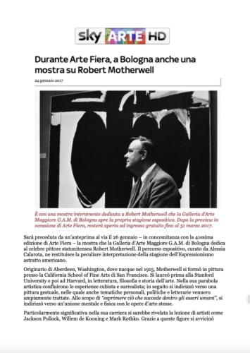Pendant Arte Fiera, Bologne accueille également une exposition sur Robert Motherwell., C’est avec une exposition entièrement consacrée à Robert Motherwell...