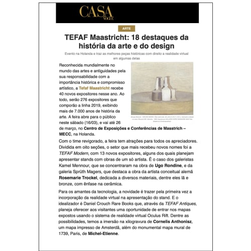 Tefaf Maastricht: 18 Highlights from Art and Design History, EVENT IN THE NETHERLANDS BRINGS THE BEST HISTORIC PIECES, INCLUDING SOME...