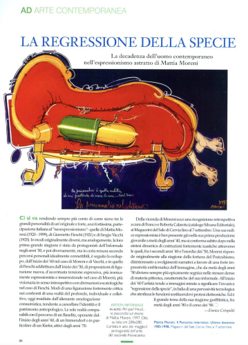 The regression of the species , The decay in contamporary humans as seen in the abstract expressionism of Mattia Moreni