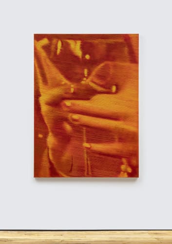 Louise Giovanelli "Offer", 2022. Oil on canvas, 150 x 110 cm | 59 1/8 x 43 1/4 in | Photo: Jonathan de Waart