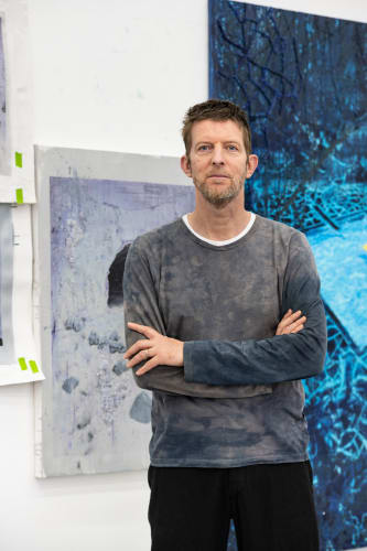 Michael Raedecker in his studio, London (UK) | Photo by Damian Griffiths