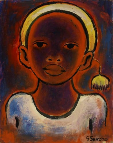 Gerard Sekoto, Head of a Girl with pompom, 1948