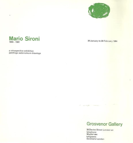 Mario Sironi, A Retrospective Exhibition Paintings Watercolours Drawings