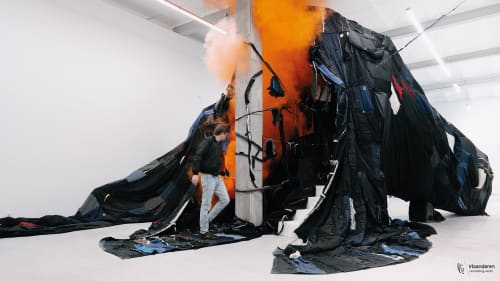 Marcin Dudek, Slash & Burn II, 2021, Performance, Harlan Levey Projects 1080, Brussels. Photo: Damon De Backer
