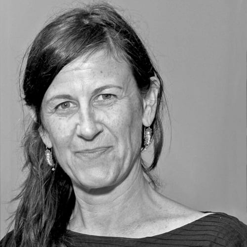 Close up black and white photo of Reed Danziger