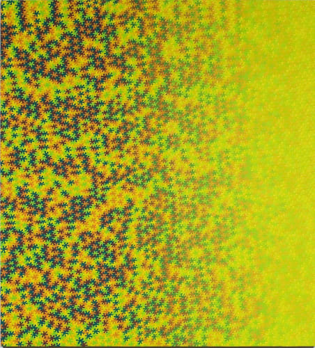 Anoka Faruqee, "Freehand Fade to Yellow Painting," 2007, flashe vinyl on linen on panel, 56.66 x 46.18 inches