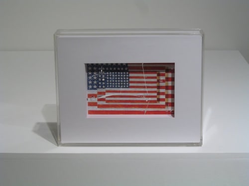 Marco Maggi, "Complete Coverage on Jasper Johns (Three Flags, 1958, encaustic on canvas, 30 x 45.5 x 5 inches) (a)," 2006, cuts on 500 sheets, 11.5 x 9 x 2.25 inches