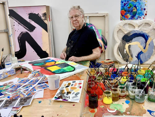 Max Gimblett in his studio.