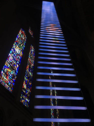 Jim Campbell and Benjamin Bergery, "Jacob's Dream: A Luminous Path," 2016, a site-specific installation at Grace Cathedral