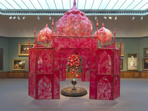 Rina Banerjee. Installation view of Take me, take me, take me...to the Palace of love. 2003. COURTESY OF ARTIST AND GALERIE NATHALIE OBADIA, PARIS/BRUSSELS. © RINA BANERJEE. IMAGE COURTESY OF PENNSYLVANIA ACADEMY OF THE FINE ARTS, PHILADELPHIA/BARBARA KATUS.