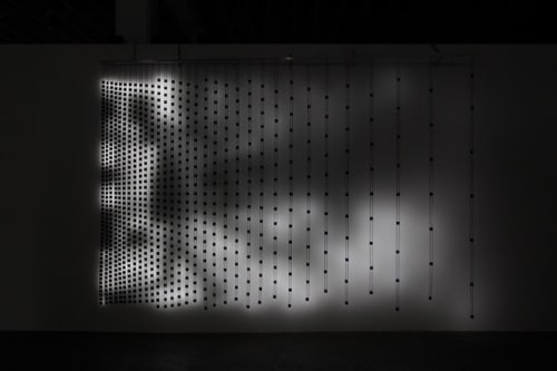 Jim Campbell, "Taxi Ride to Sarah’s Studio," 2010, LEDs, wire, custom electronics. Photo credit: John R. Glembin. © Jim Campbell