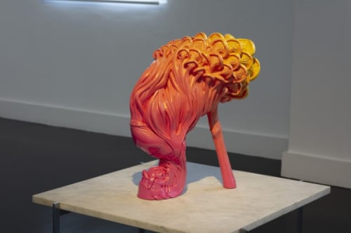 Patricia Piccinini, "Shoeform (Tresses)," 2019, resin, automotive paint, 22 7/8 x 13 3/4 x 20 1/2 in