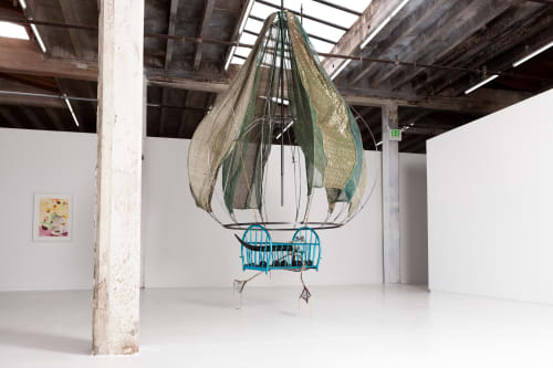 Rina Banerjee, "The sap of Earth N’ Blood, leaky, which adaptation may deliver one baby, to a clear ethnicity and transparent gender in centre and in likeness of parents, baby by wife, baby by husband from side to side, upon smiling country and unnatural culture appeals," dimensions variable, installation view