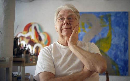 Max Gimblett in his studio.