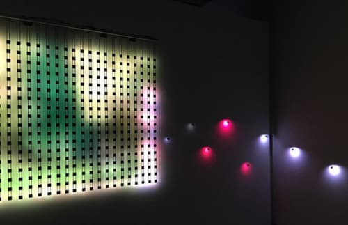 Home Movies Pause, 2014, video installation, custom electronics and 432 LEDs, 66 x 76 x 3"