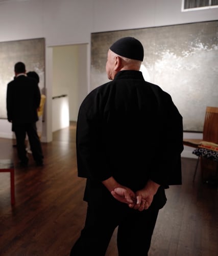 Opening Reception, Asia Week 2024, Cosmic Sound: Master Paintings by Ken Matsubara, featuring Nō drummer Shonosuke Okura