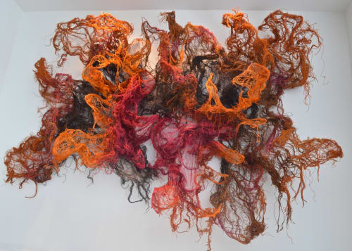 Nnenna Okore, Body Language, 2015, Burlap, dye and wire, 72 x 96 x 25 inches