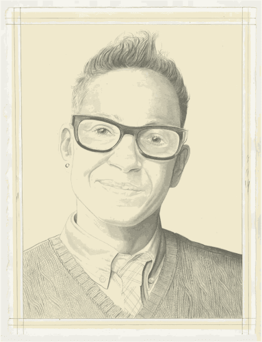 Portrait of Lola Flash, pencil on paper, by Phong Bui