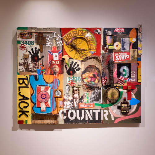 JoeSam, Country, Mixed media on canvas