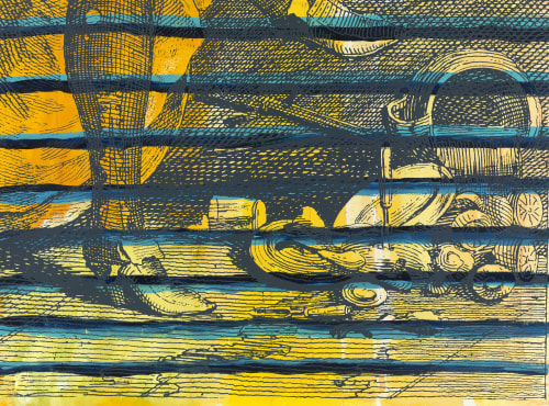 Lubaina Himid CBE RA (b. 1954), A Rake's Progress Hole in her Stocking (4), 2022. Courtesy of Jerwood Collection © the artist