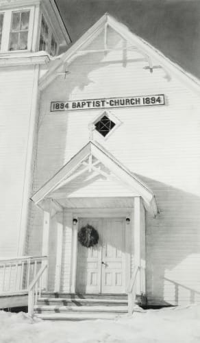 'Divine Light', graphite and charcoal on paper, 42 x 24ins (106.7 x 61cm), T Allen Lawson