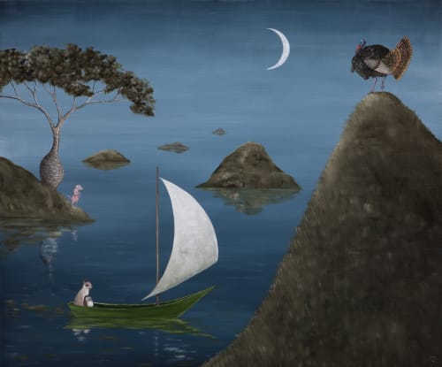 Opposites Attract, oil on linen, 54 x 65cm, by Rebecca Campbell