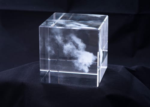 Miya Ando, "Kumo (Cloud)", 2017, etched glass, 3.15 x 3.15 x 3.15 in. Photo courtesy the Corning Museum of Glass