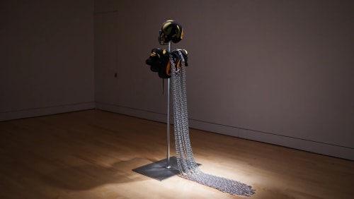 Installation view, Esmaa Mohamoud, The Dark Knight, at the Art Gallery of Hamilton, 2021. Courtesy of the Art Gallery of Hamilton.