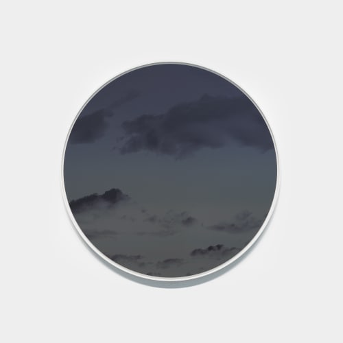 Miya Ando Kumoriyo (A Night When The Sky Is Thick With Clouds And No Moon Or Stars Can Be Seen) July 1 11:21 PM Santa Cruz, 2022 Ink on aluminum composite 41.25 diameter x 1 in.